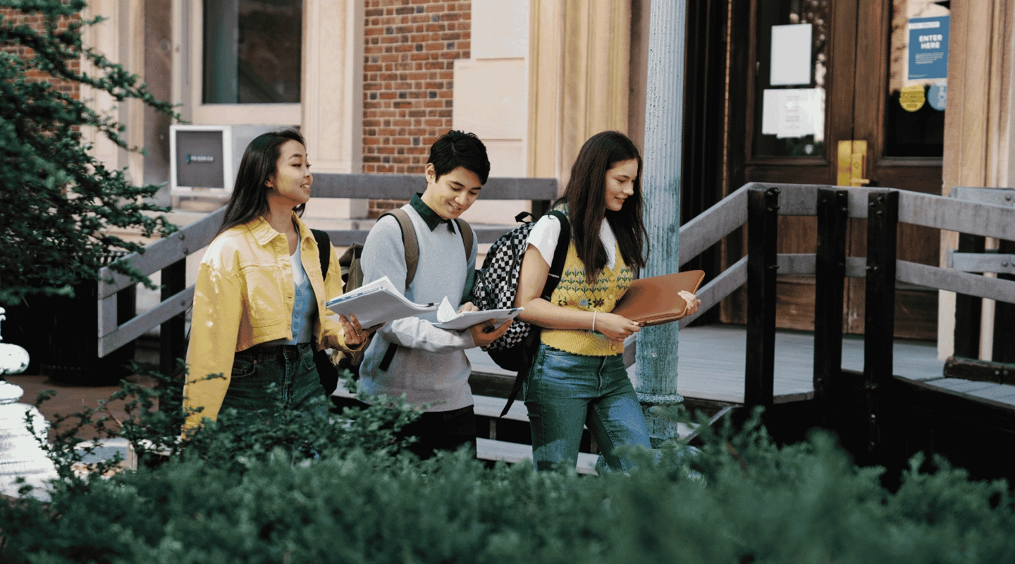 Students walking in university